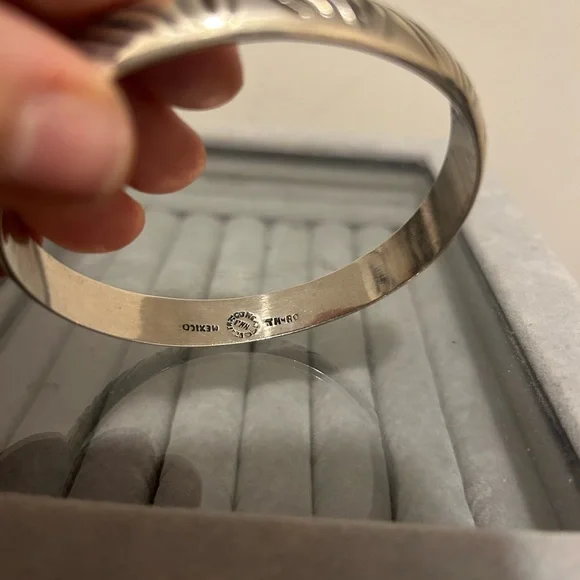 Silver Engraved Bangle Bracelet - Picture 3 of 3